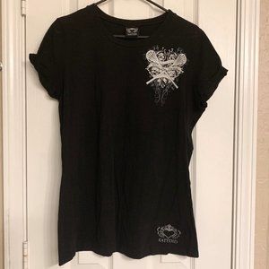 Katydid Peace Love Lacrosse Navy Blue Fitted Bling Tee  2XL